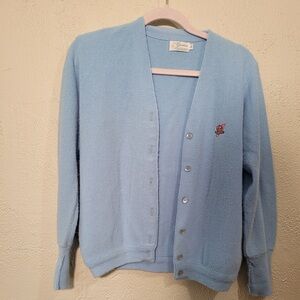 Vintage Blue Cardigan with Embroidered Detail